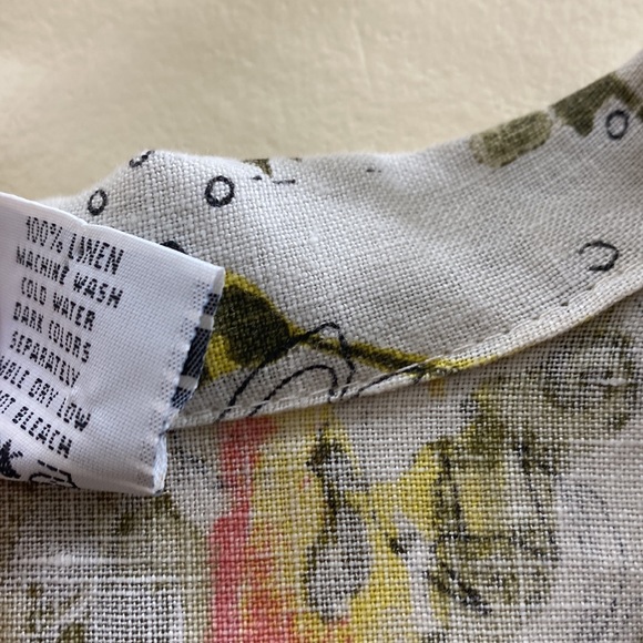 CLICK by Color me Cotton women’s Large linen floral print button down blouse top - Picture 3 of 5